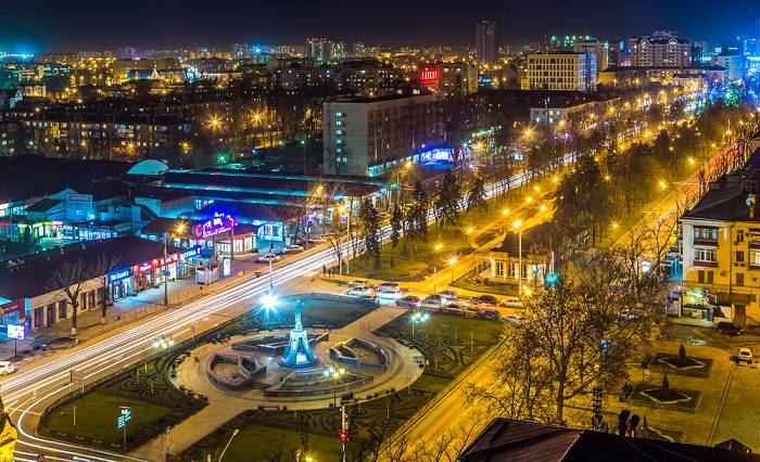 Вид на вечерний Краснодар