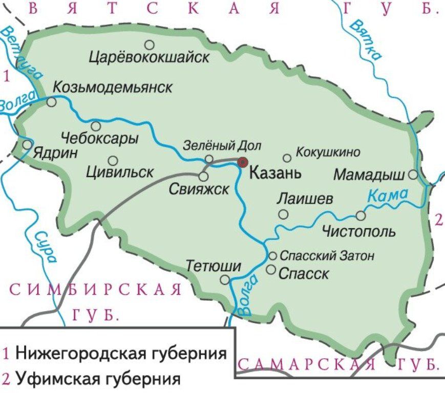 Часть марийских городов с 18 столетия оказались в составе Казанской губернии