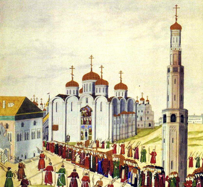Новый храм-колокольня стал выдающейся доминантой Соборной площади (1613 г)