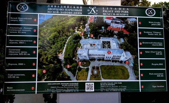Туристическая схема архитектурного комплекса Ливадийского дворца