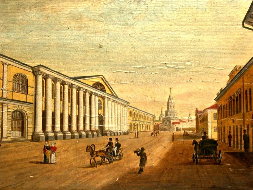 Вход в Гостинный двор в начале 19 века находился на улице Воскресенской