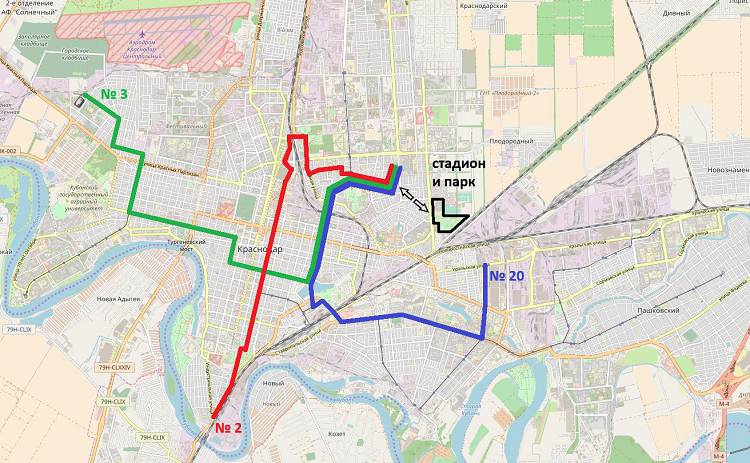 Парк Галицкого на карте Краснодара