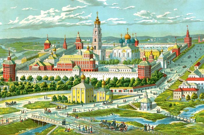 Троице-Сергиева лавра в 18 веке. Рисунок Троице-Сергиева лавра в 18 веке. Рисунок