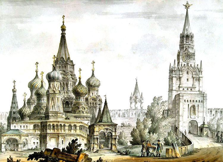 Д Кваренги таким видел Покровский собор в 1797 году