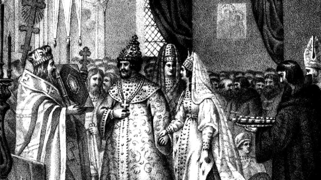 В еще не достроенном Успенском соборе князь Иван Третий венчался с Софьей Палеолог