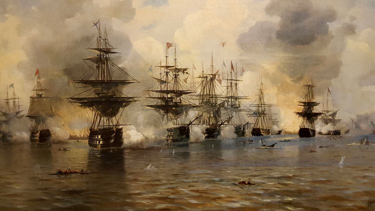 Эпизоды Наваринского сражения 1827 года запечатлел сам И.Айвазовский