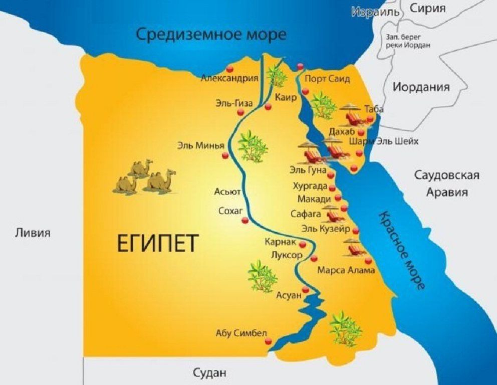 Карта Египетских курортов