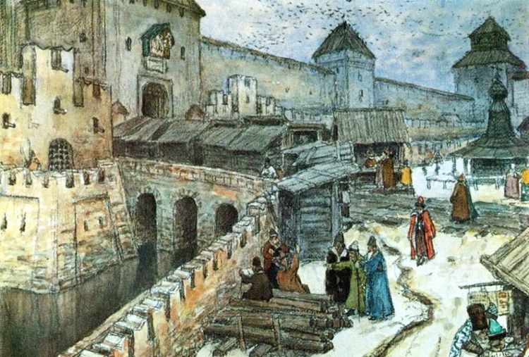 Алевизов ров несколько веков отделял Кремль от Красной площади. Худ.А.Васнецов