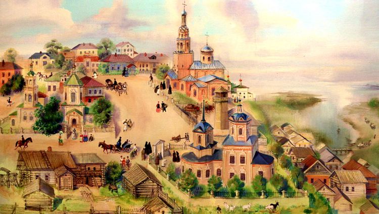 Так представляет жизнь дореволюционного Свияжска художник Р.Сафиуллин